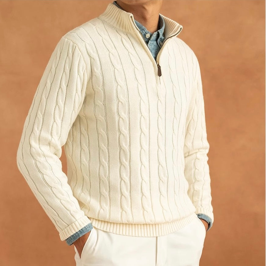 GENEVA Mock Neck Half-Zip Sweater