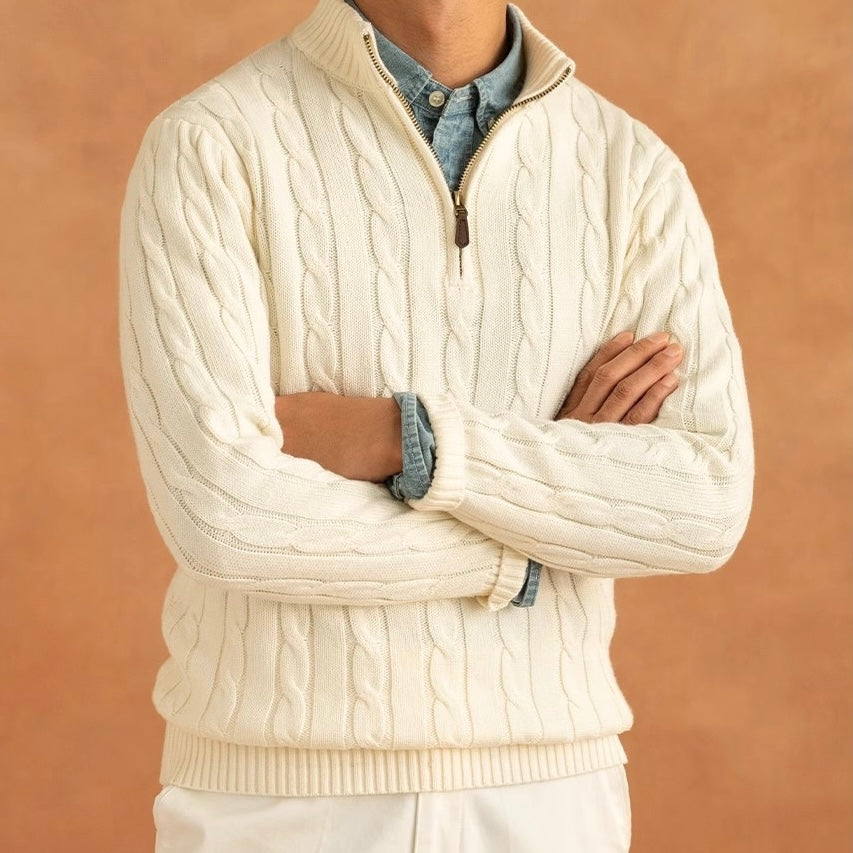 GENEVA Mock Neck Half-Zip Sweater 