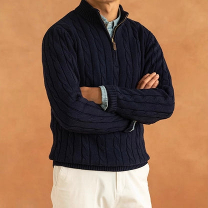 GENEVA Mock Neck Half-Zip Sweater 