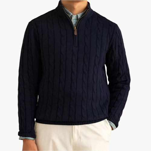 GENEVA Mock Neck Half-Zip Sweater 