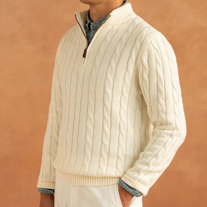 GENEVA Mock Neck Half-Zip Sweater 
